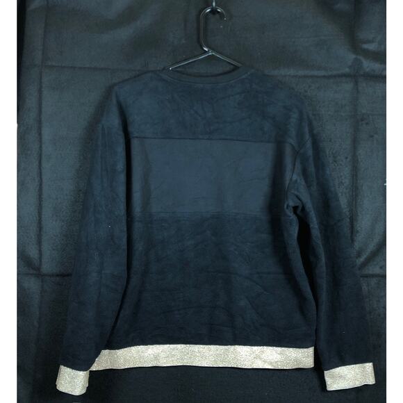 Nike Womens Sweatshirt Black Gold Icon Clash Therma Fleece Crew Stretch Small - Picture 10 of 12